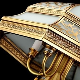 מנורת תליון פליז שש נורות Vintage Total Copper Glass
