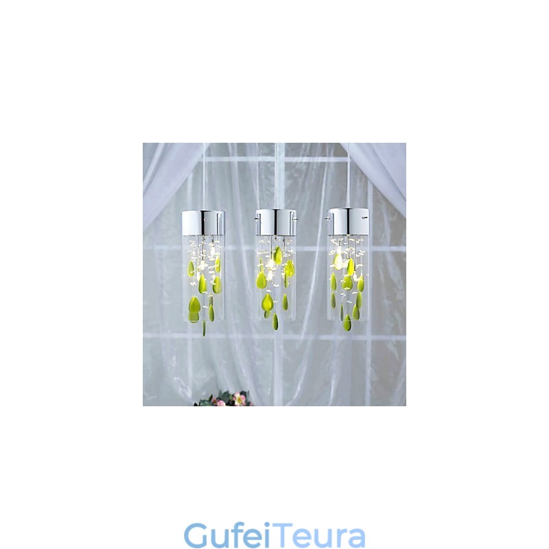 אור תליון קריסטל אומנותי עם עיטורים ירוקים בסיס נורה G4