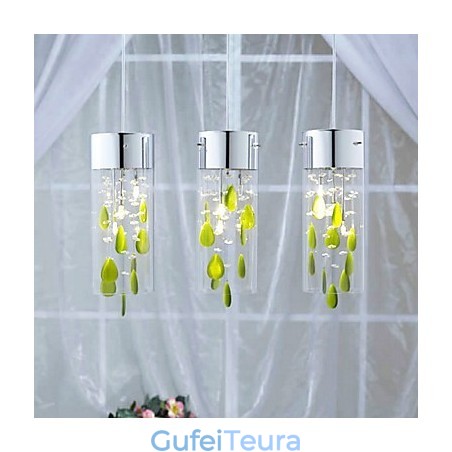 אור תליון קריסטל אומנותי עם עיטורים ירוקים בסיס נורה G4