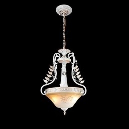 תליון לבן בדוגמת שני אורות גוון זכוכית מוזהב ביד אירופאי רטרו קלאסי