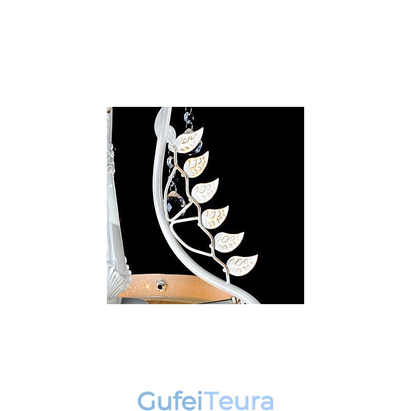 תליון לבן בדוגמת שני אורות גוון זכוכית מוזהב ביד אירופאי רטרו קלאסי