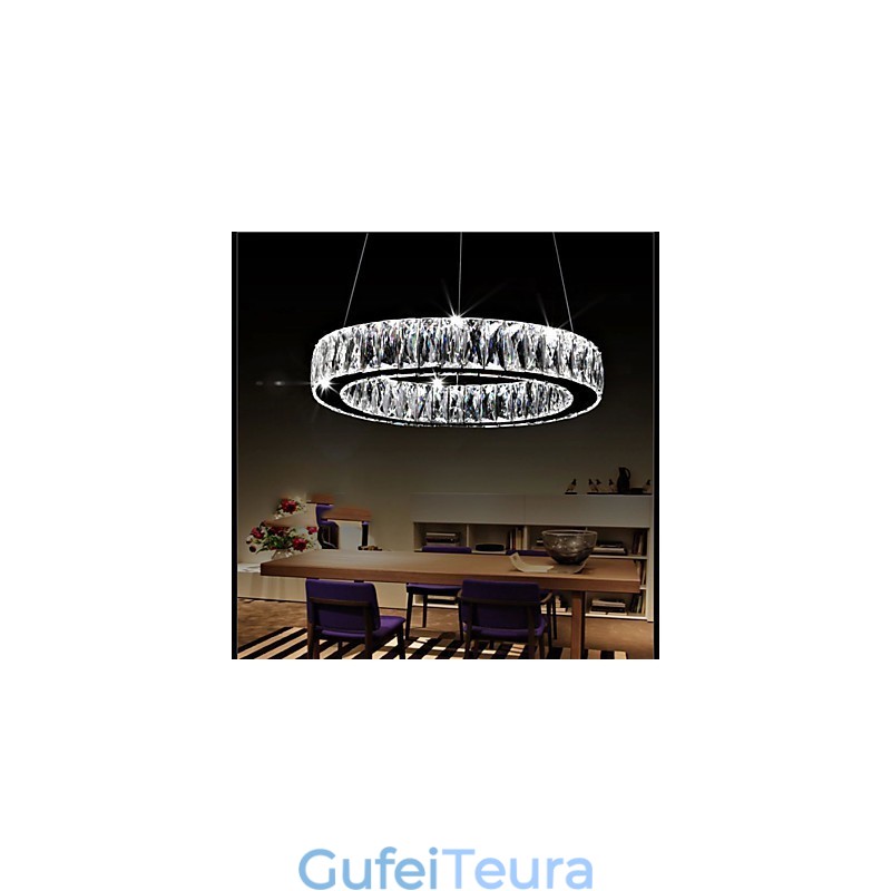 תאורת נברשת קריסטל טבעות בודדות מודרניות K9 גופי תאורה לתקרה פנימית קריסטל גדולות