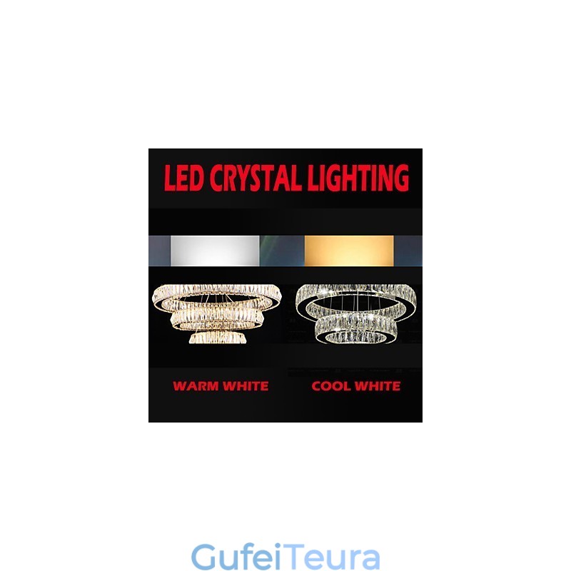 תאורת נברשת קריסטל טבעות בודדות מודרניות K9 גופי תאורה לתקרה פנימית קריסטל גדולות