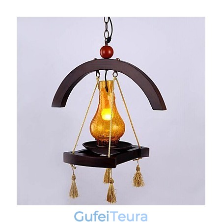 מנורת תליון אמריקאי מעץ מלא