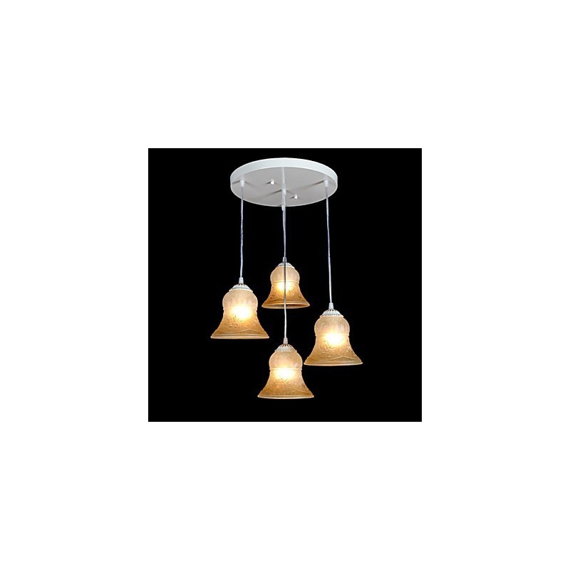 תליון לבן דפוס ארבע אורות גוון זכוכית מוזהב ביד אירופאי רטרו קלאסי