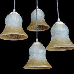 תליון לבן דפוס ארבע אורות גוון זכוכית מוזהב ביד אירופאי רטרו קלאסי