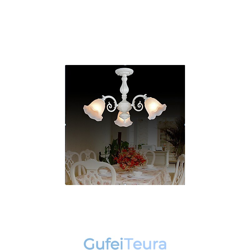 Flush Mount Three Lights White European Retro Classic