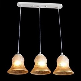 תליון לבן דפוס שלוש אורות גוון זכוכית מוזהב ביד אירופאי רטרו קלאסי