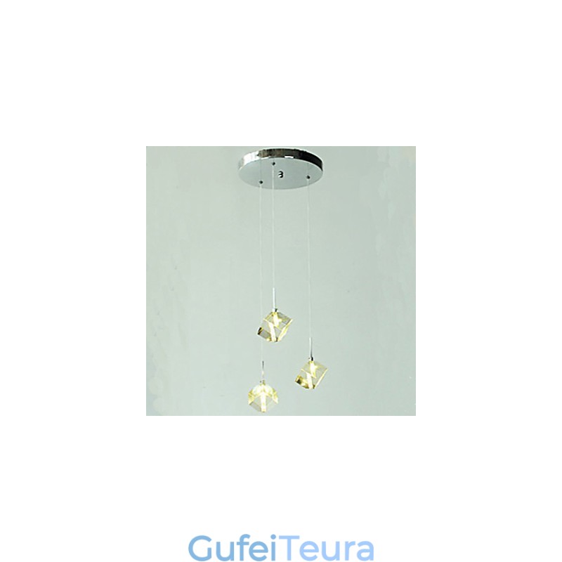 מנורת קריסטל אופנה תליון קריסטל עם שלושה ראשים