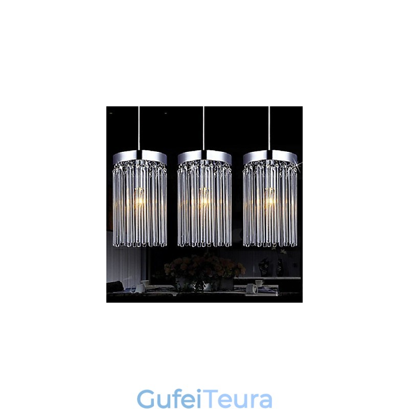 תליון מודרני 3 אורות עם מוט זכוכית