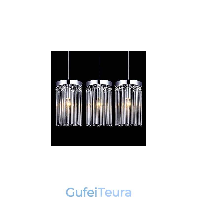 תליון מודרני 3 אורות עם מוט זכוכית