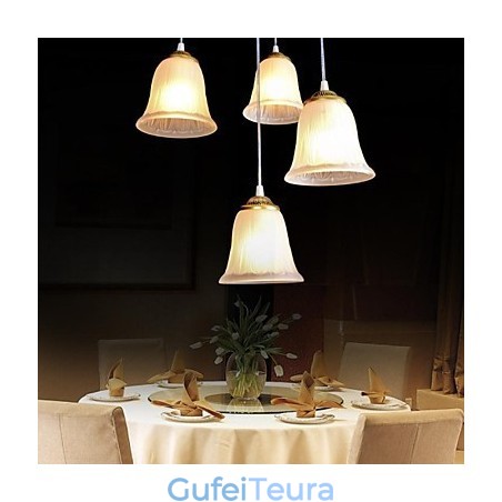 תליון ברונזה דפוס ארבע אורות גוון זכוכית אירופאי רטרו קלאסי