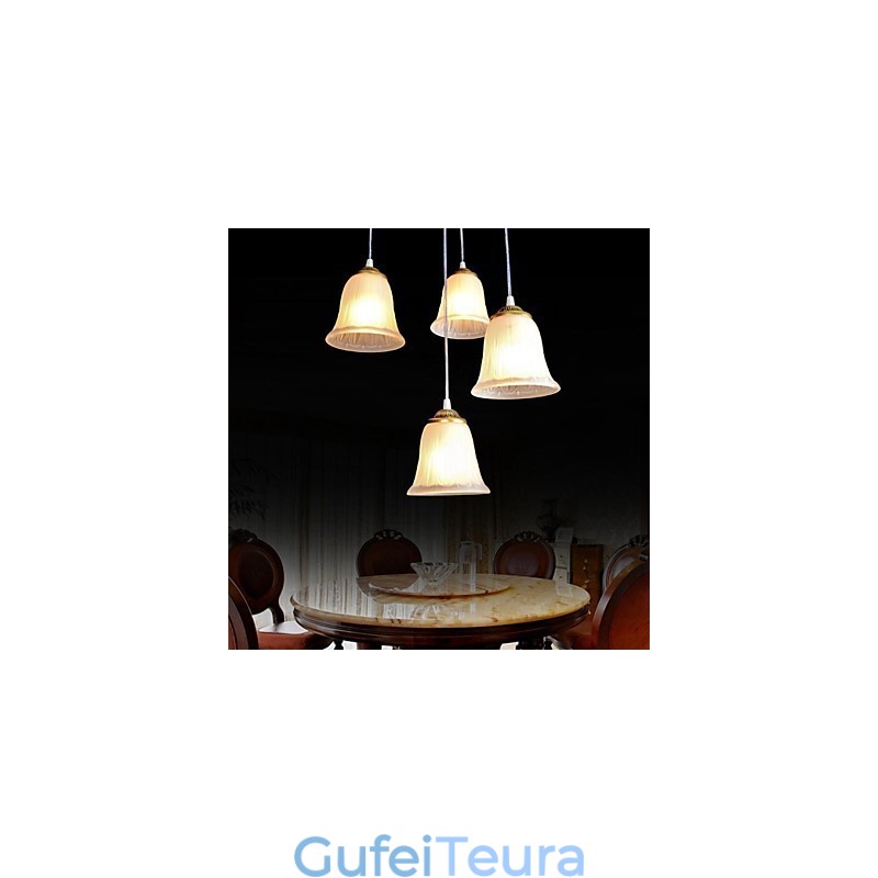 תליון ברונזה דפוס ארבע אורות גוון זכוכית אירופאי רטרו קלאסי