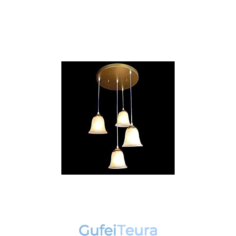 תליון ברונזה דפוס ארבע אורות גוון זכוכית אירופאי רטרו קלאסי