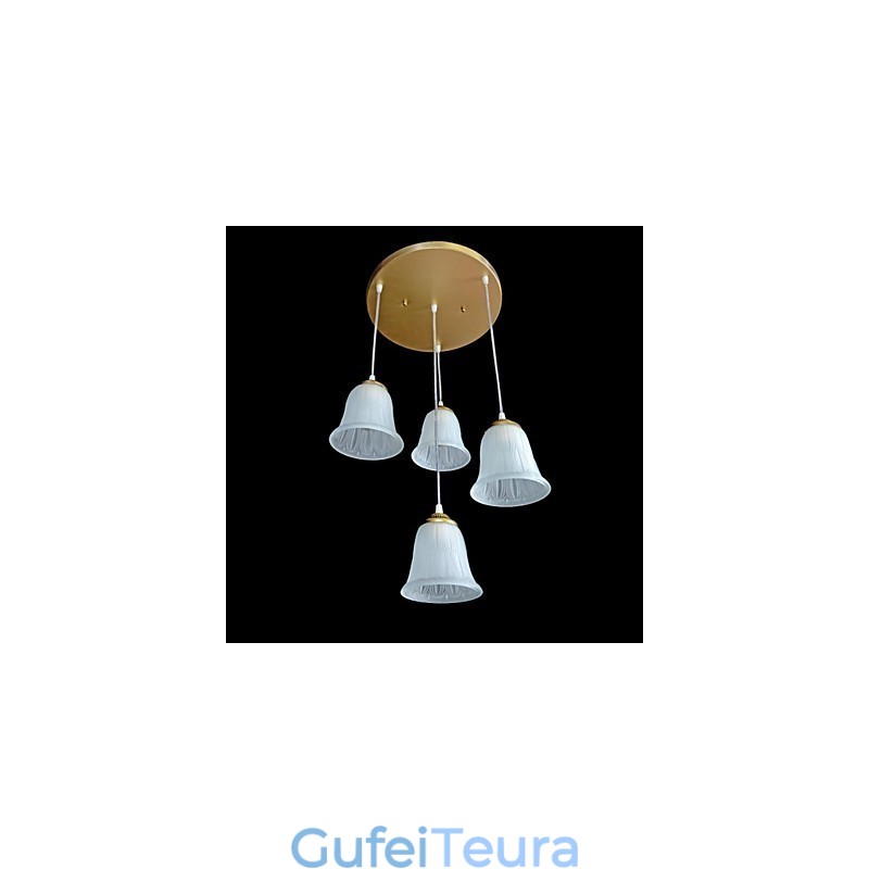 תליון ברונזה דפוס ארבע אורות גוון זכוכית אירופאי רטרו קלאסי