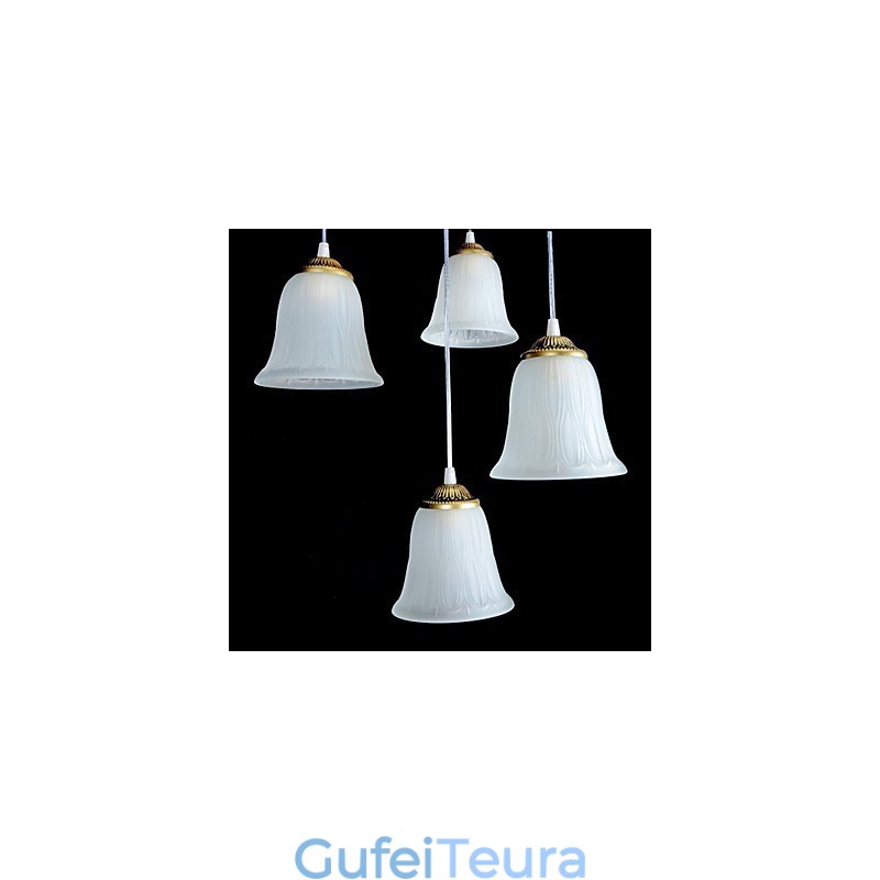 תליון ברונזה דפוס ארבע אורות גוון זכוכית אירופאי רטרו קלאסי