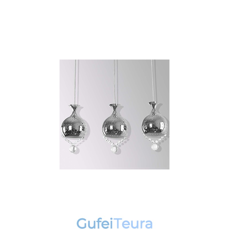 3 ראשים תליון אור קריסטל מודרני עכשווי מתכת