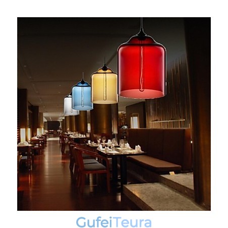 מנורת תליון זכוכית רטרו Creative ראש יחיד בית קפה בקערת דג הזהב