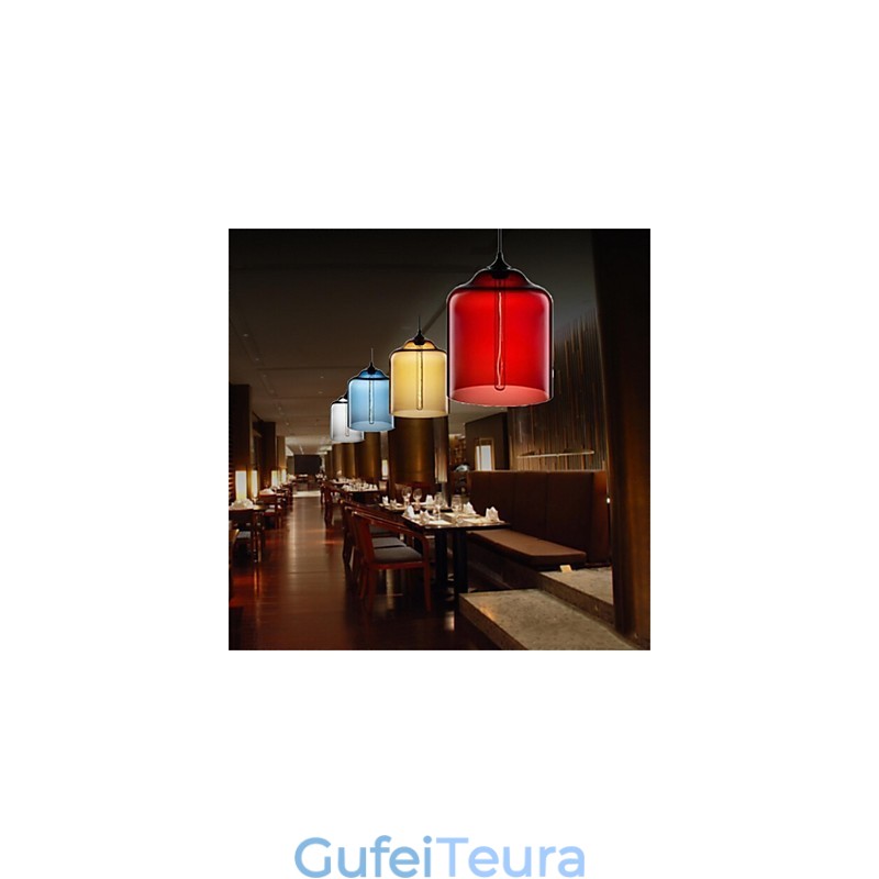 מנורת תליון זכוכית רטרו Creative ראש יחיד בית קפה בקערת דג הזהב