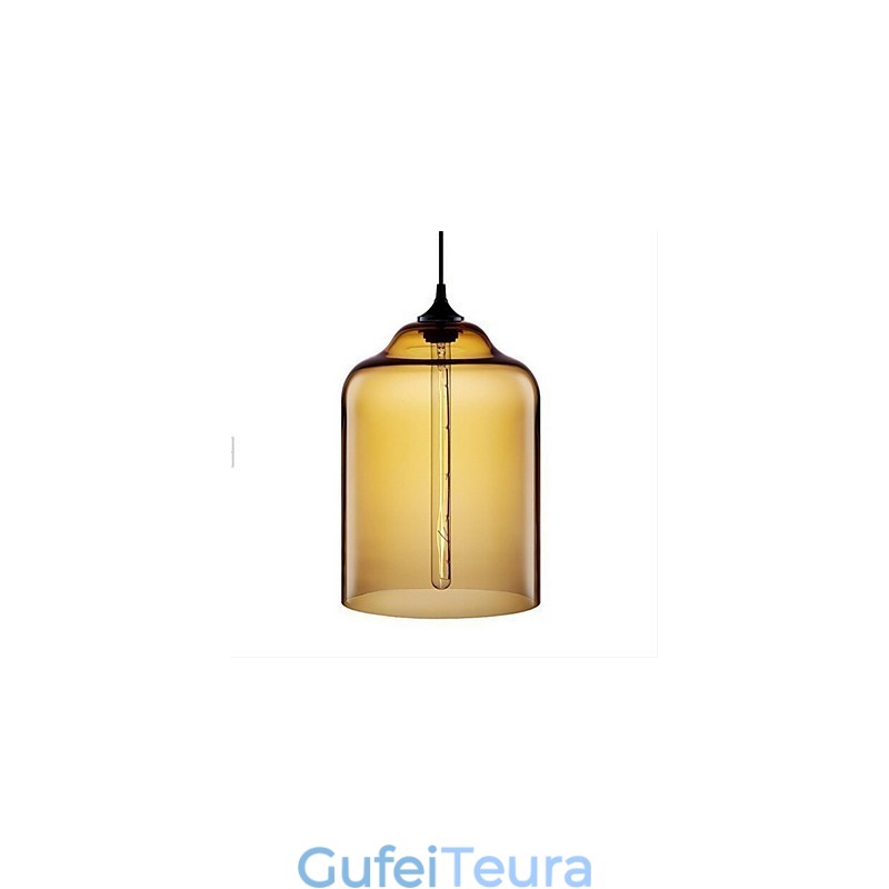 מנורת תליון זכוכית רטרו Creative ראש יחיד בית קפה בקערת דג הזהב