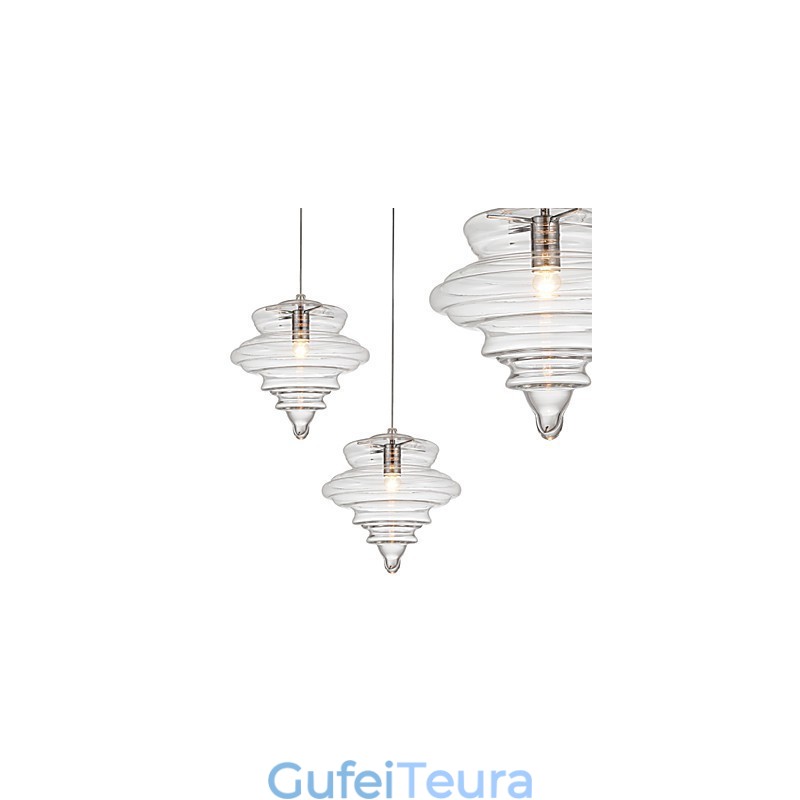 מנורת תליון 1 אור פשטות מודרנית זכוכית שקופה ללא צבע