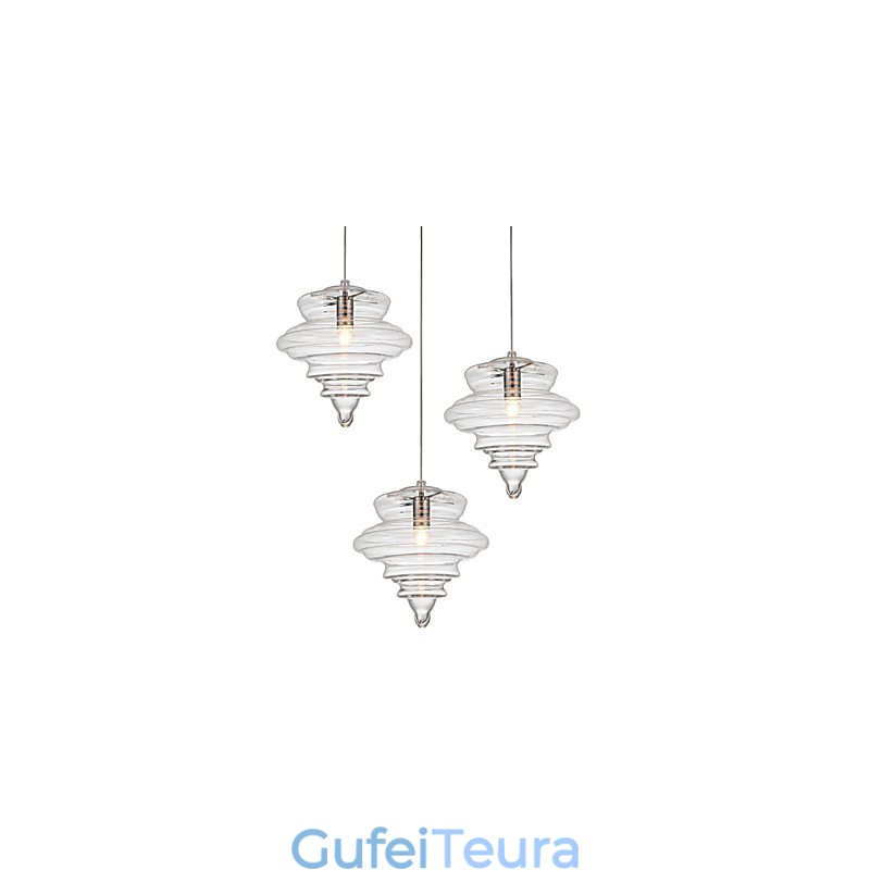 מנורת תליון 1 אור פשטות מודרנית זכוכית שקופה ללא צבע