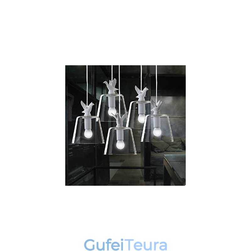 ראש יחיד ברווזונים ציפורים נברשת ארוחות נברשת זכוכית