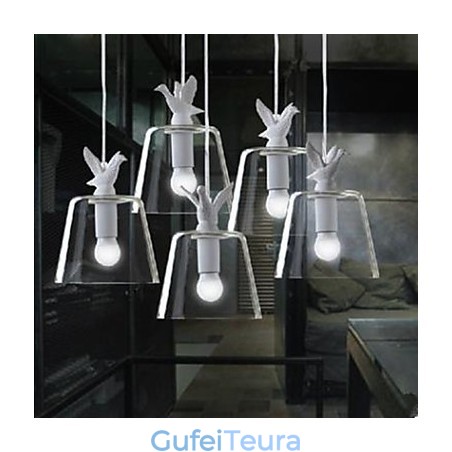 ראש יחיד ברווזונים ציפורים נברשת ארוחות נברשת זכוכית