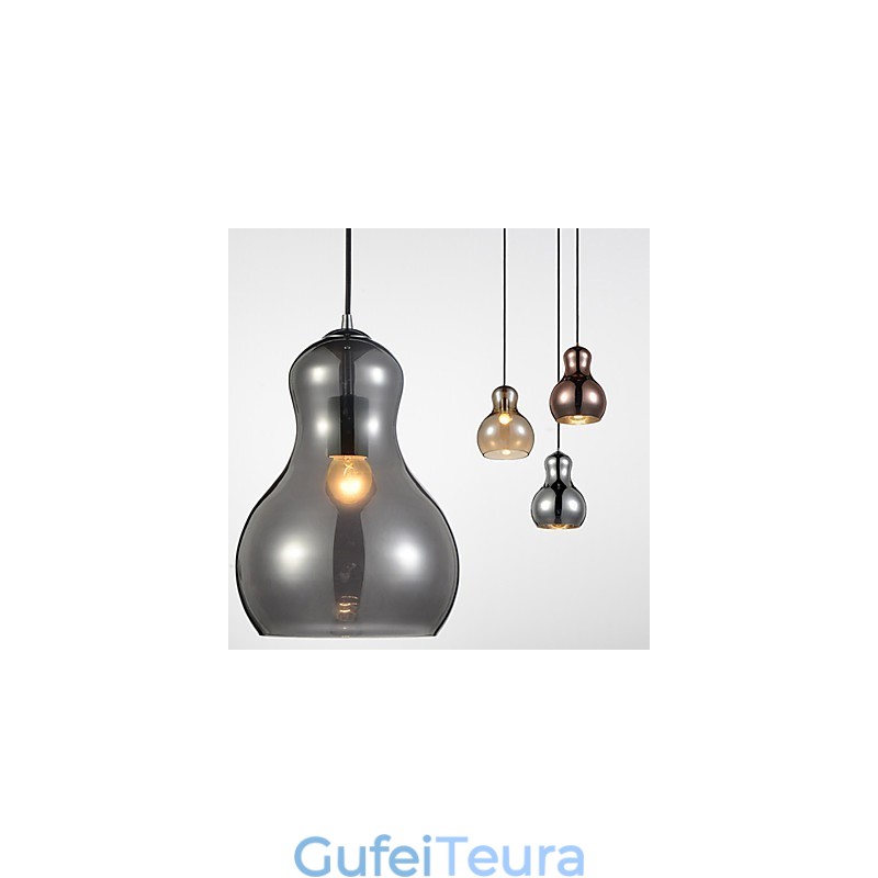 מנורת תליון בצורת דלעת 1 אור מודרני פשטות זהב כרום רוז זהב ענבר מעושן אפור זכוכית & פלדת פחמן