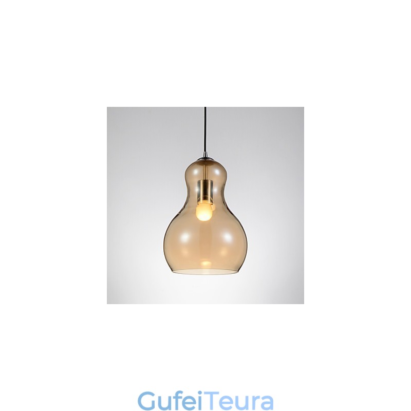 מנורת תליון בצורת דלעת 1 אור מודרני פשטות זהב כרום רוז זהב ענבר מעושן אפור זכוכית & פלדת פחמן