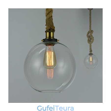 מדינה אמריקאית וינטג' תעשייתי נברשת זכוכית יצירתית חבל ראש יחיד