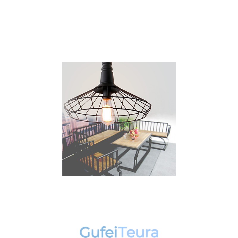 כפרי לודג' רטרו כפרי ציור מיני בסגנון ציור מתכת תליון אור מוסך