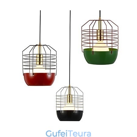 מיני מנורת תליון קורי עכביש אמנותית 1 אור פשטות Mordern גימור שחור לבן ירוק אדום פלדת פחמן Droplight