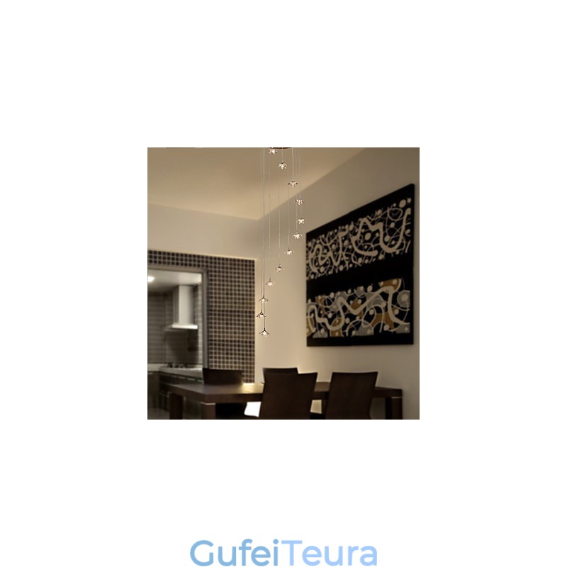 אור תליון מתכת כרום מודרני עכשווי קריסטל מיני