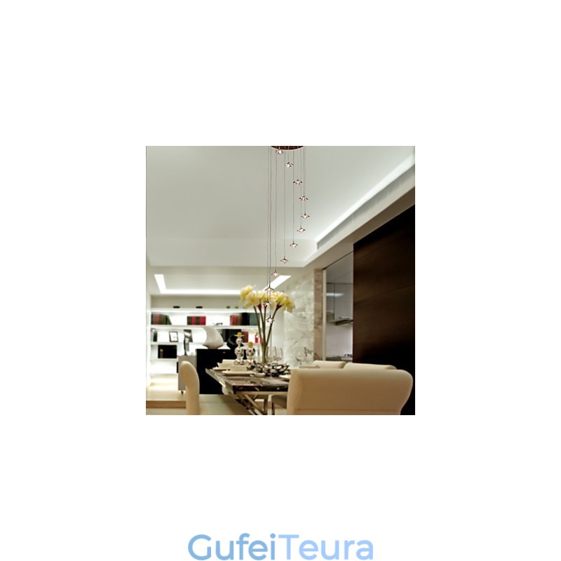 אור תליון מתכת כרום מודרני עכשווי קריסטל מיני