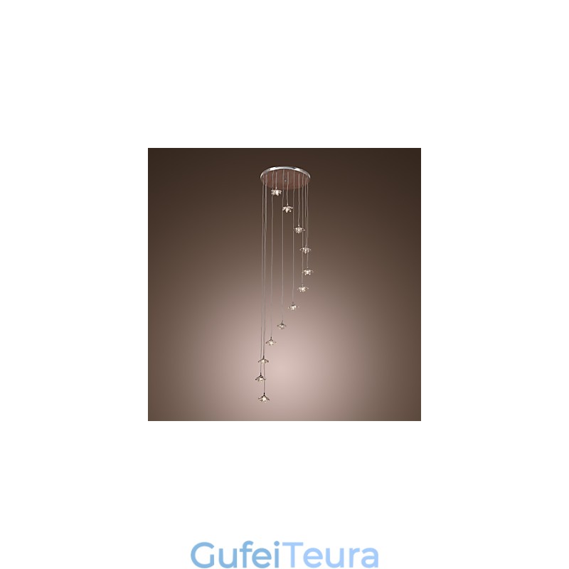 אור תליון מתכת כרום מודרני עכשווי קריסטל מיני