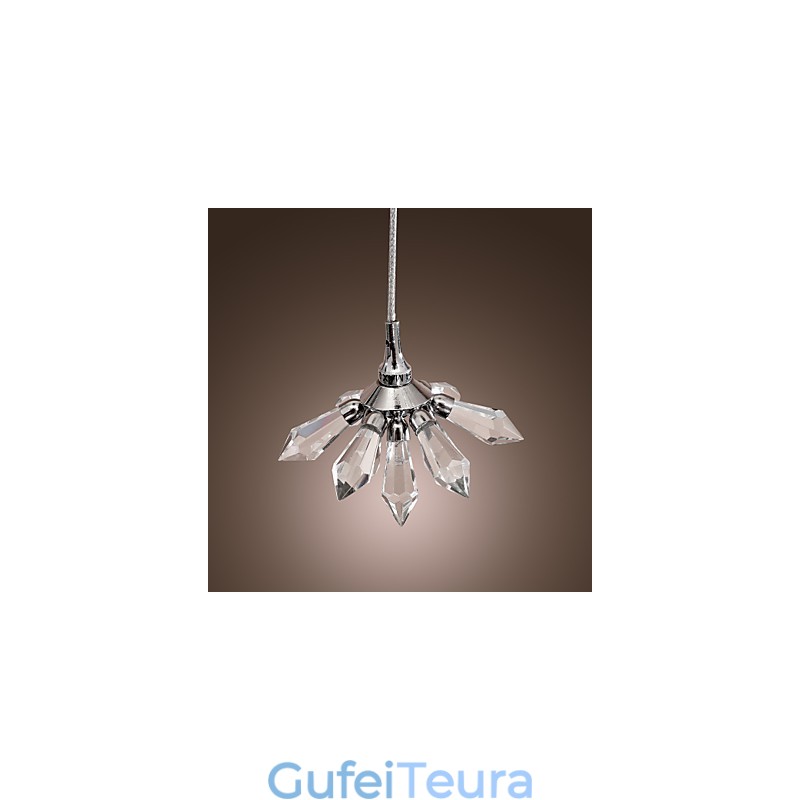 אור תליון מתכת כרום מודרני עכשווי קריסטל מיני