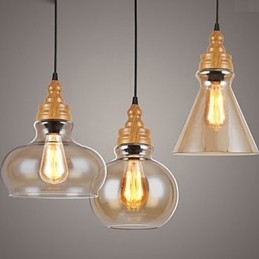 צפון אמריקה Creative Wood Grain מנורת קריסטל משחזרת דרכים עתיקות מנורת אור