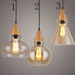 צפון אמריקה Creative Wood Grain מנורת קריסטל משחזרת דרכים עתיקות מנורת אור