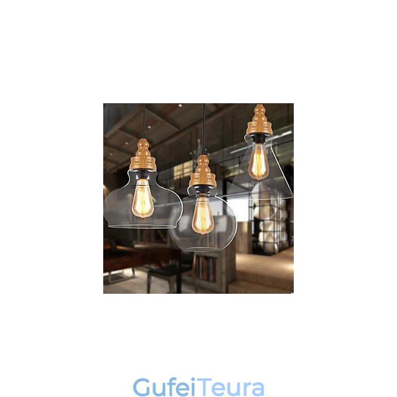 צפון אמריקה Creative Wood Grain מנורת קריסטל משחזרת דרכים עתיקות מנורת אור