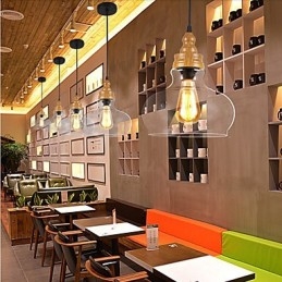 צפון אמריקה Creative Wood Grain מנורת קריסטל משחזרת דרכים עתיקות מנורת אור