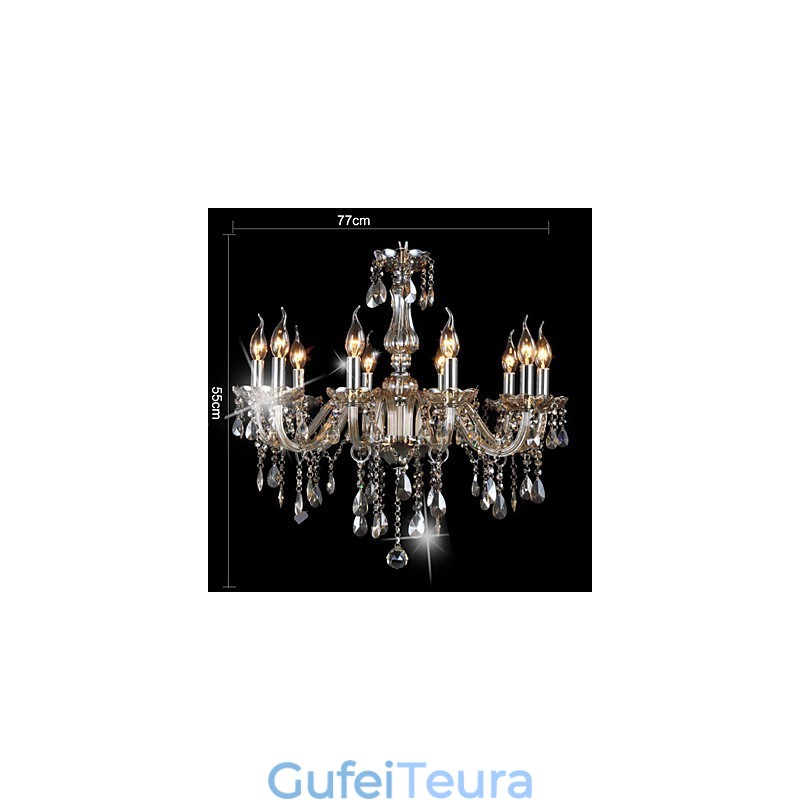 10 אורות נברשת קריסטל יוקרתית קוניאק צבע K9 נברשת קריסטל