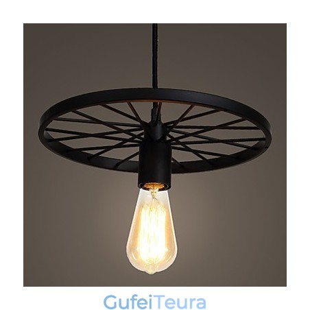 מנורות תליון לופט רטרו כפרי אמריקאי ברזל יצוק גלגל נברשת בסגנון תעשייתי