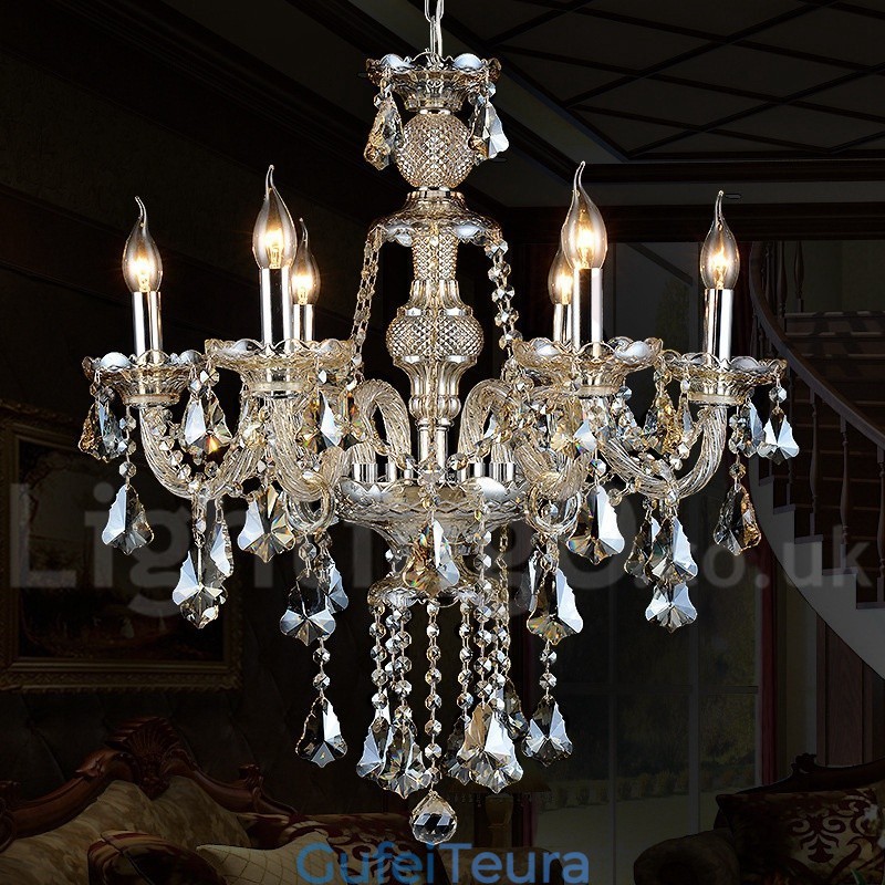 רטרו וינטג' קוניאק צבע K9 קריסטל מודרני נברשת עם 6 אורות