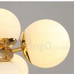 נברשת מודרנית עכשווית 16 אור עם גוון זכוכית ומנורה