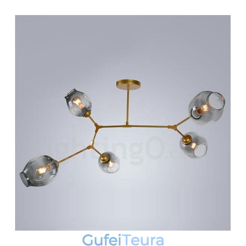 נברשת מודרנית עכשווית 5 אור עם מנורת הצללה מזכוכית