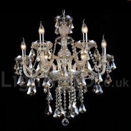 רטרו וינטג' קוניאק צבע K9 קריסטל מודרני נברשת עם 6 אורות