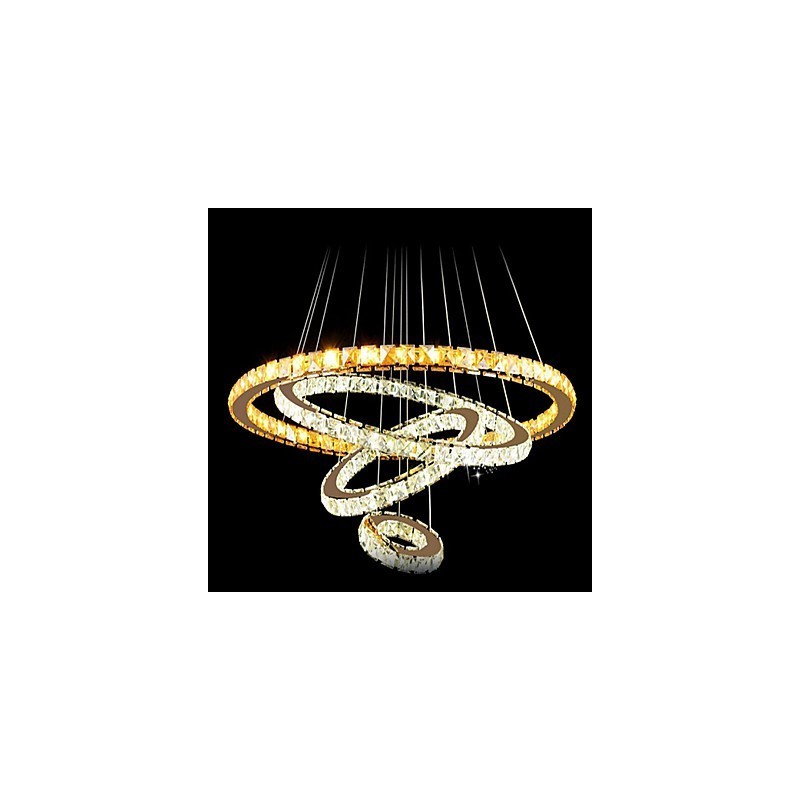 תליון קריסטל מודרני מנורת נברשת תקרה עם 4 טבעות טבעת גדולה ענבר קריסטל וקריסטל שקוף אחר