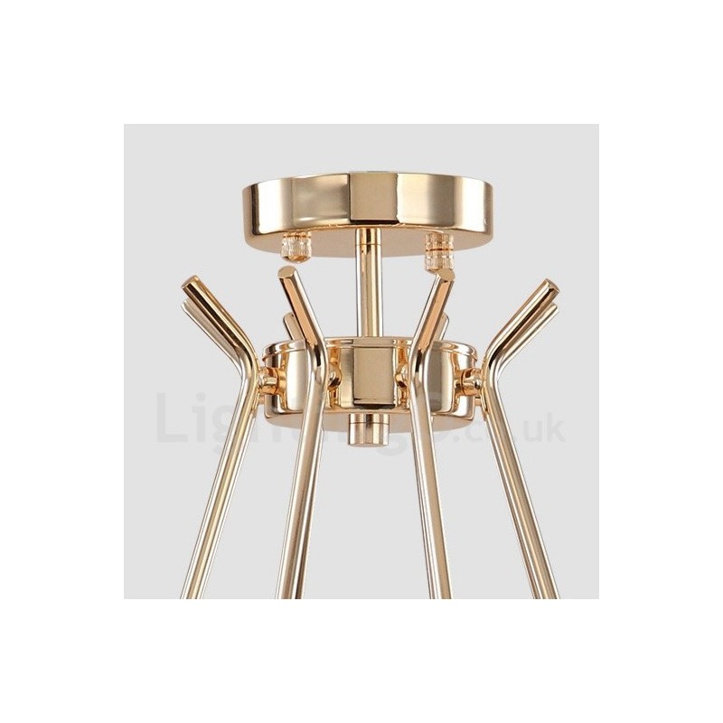 מנורת נברשת מתכת עכשווית עם גוון זכוכית