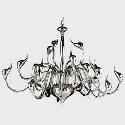 24 אורות מודרנית Swan Chandelier Light G4 נורת ציפוי כרום כלולה